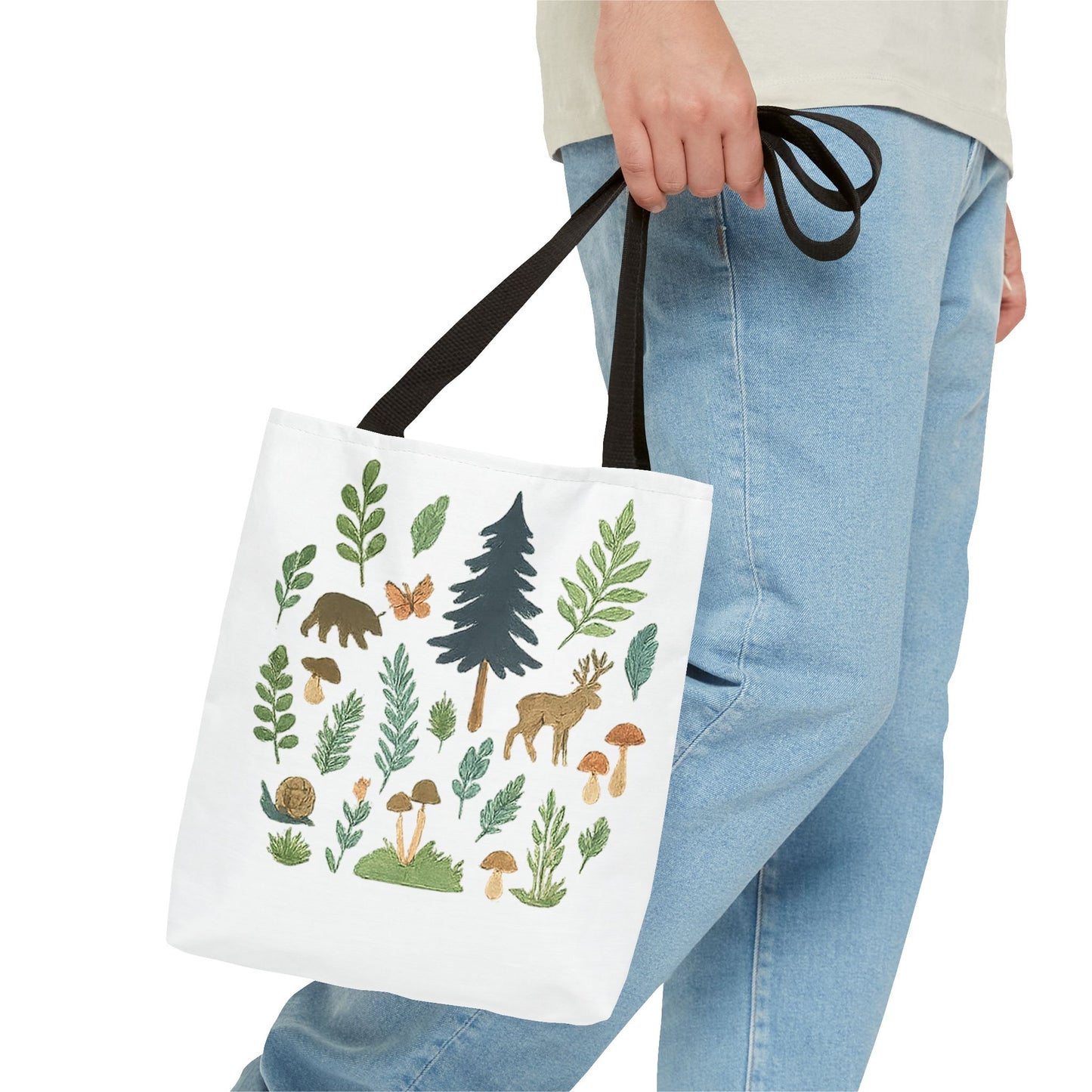 Forest Forager Icons Tote Bag — Bear, Moose & Mushrooms