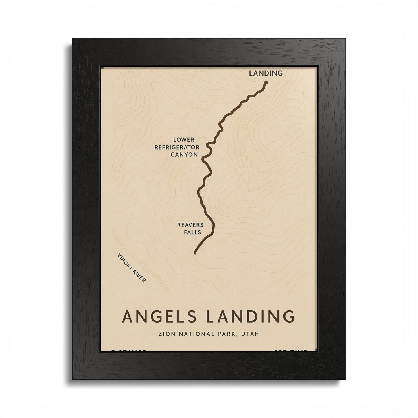 Angels Landing Trail Map Print — Zion National Park Wall Art