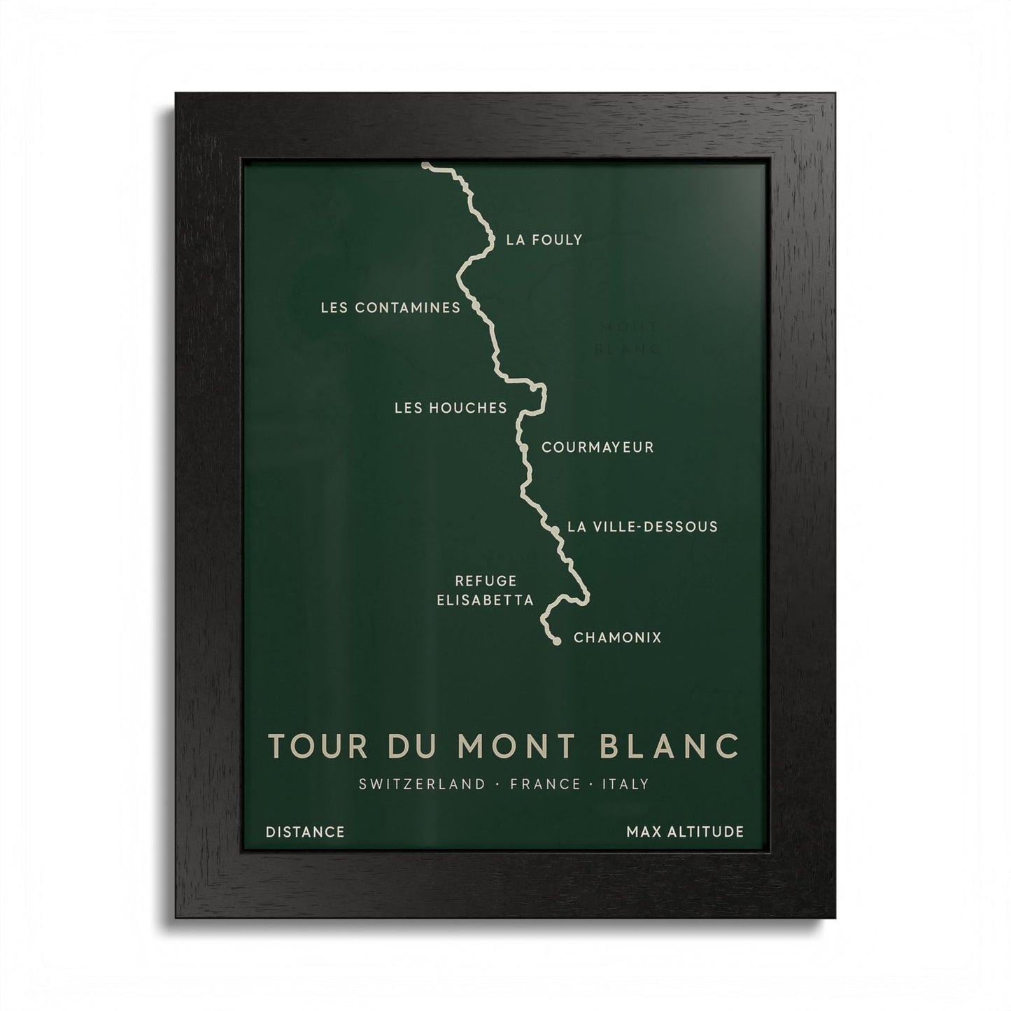 Tour du Mont Blanc Trail Map Print — Alpine Hiking Wall Art
