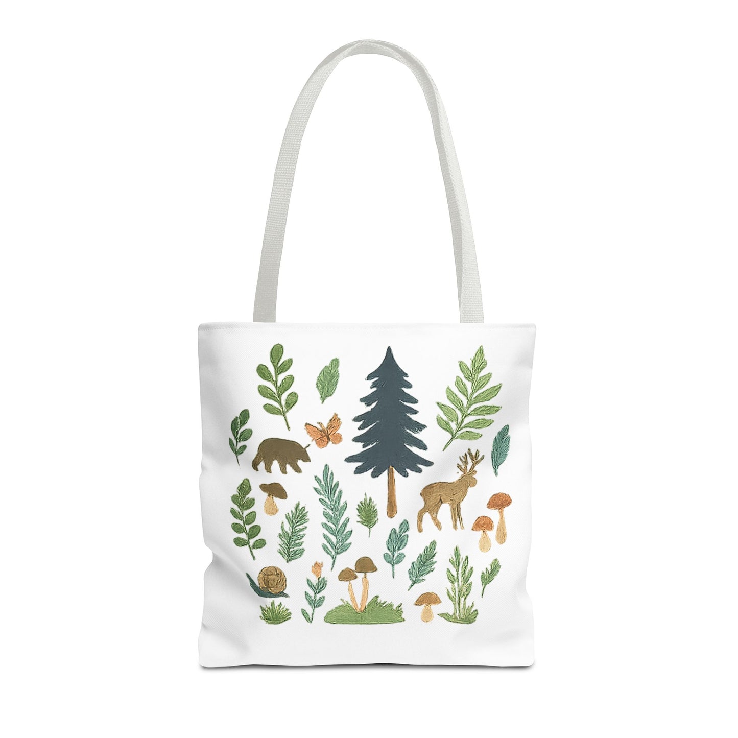 Forest Forager Icons Tote Bag — Bear, Moose & Mushrooms