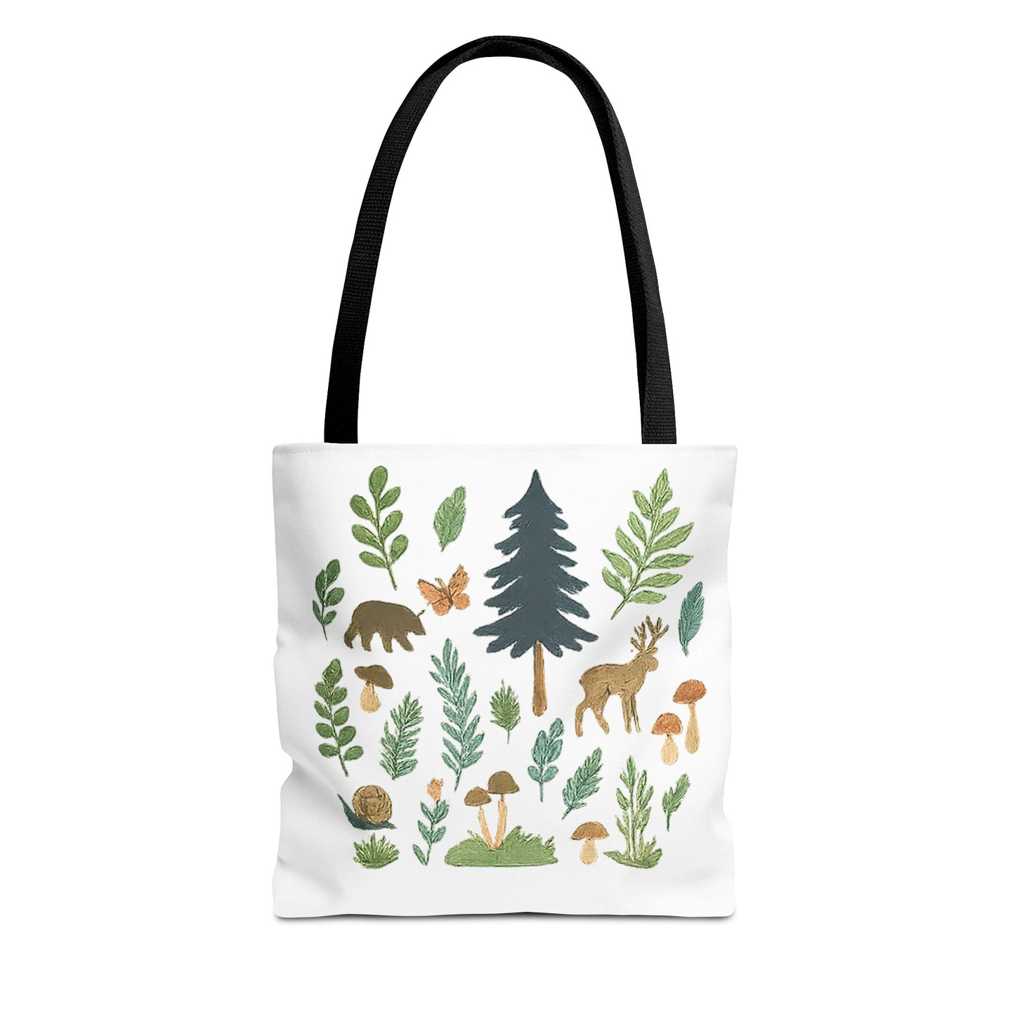 Forest Forager Icons Tote Bag — Bear, Moose & Mushrooms
