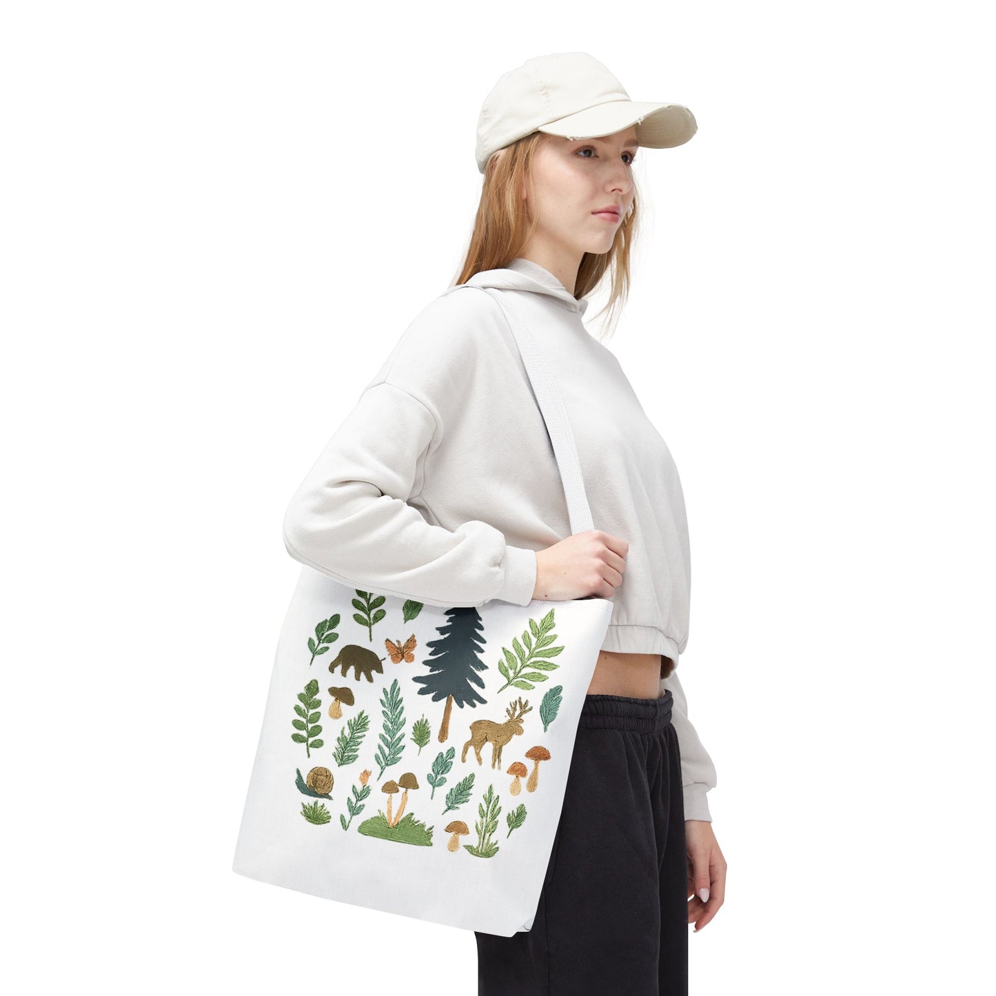 Forest Forager Icons Tote Bag — Bear, Moose & Mushrooms