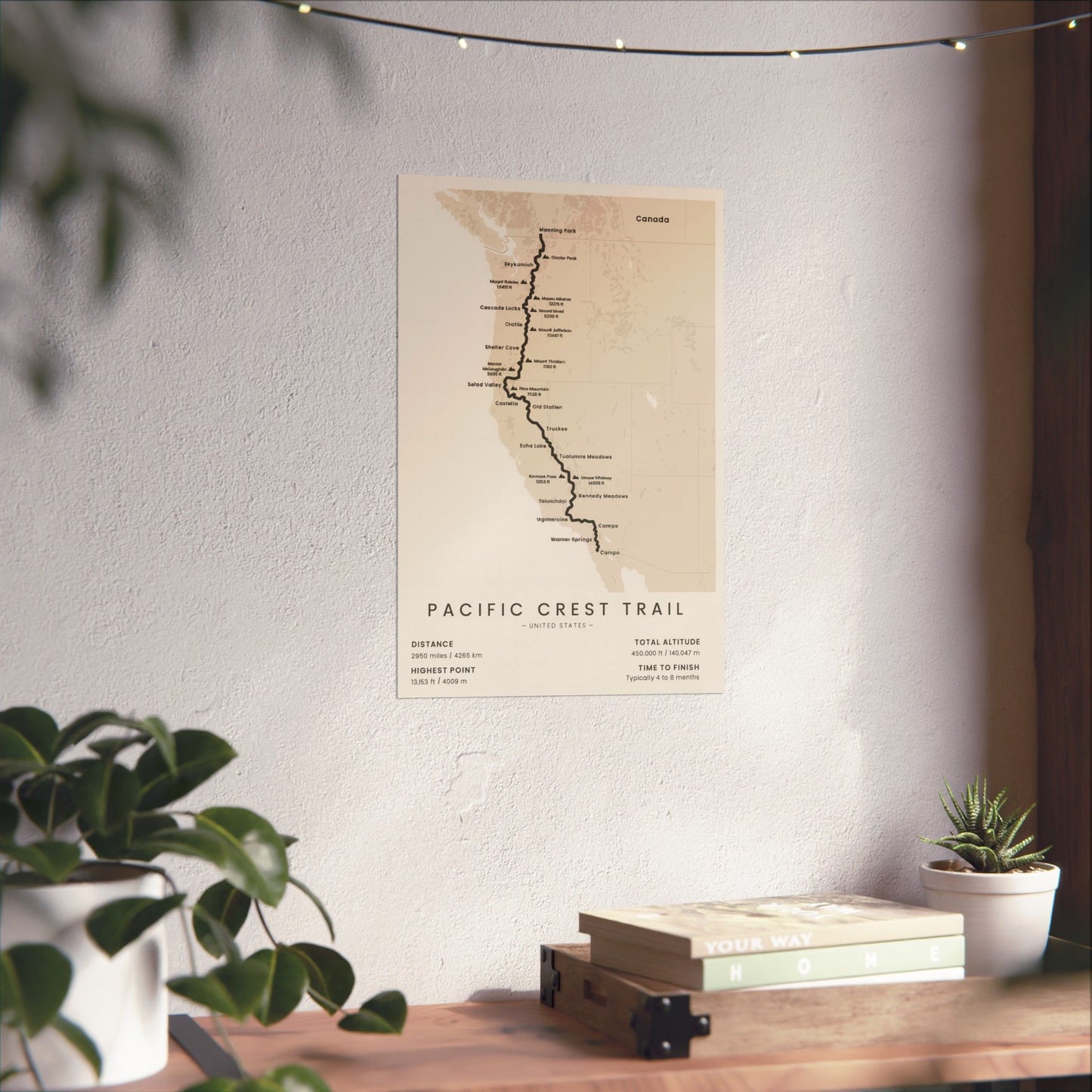 Pacific Crest Trail Map Poster — Unframed PCT Hiking Art