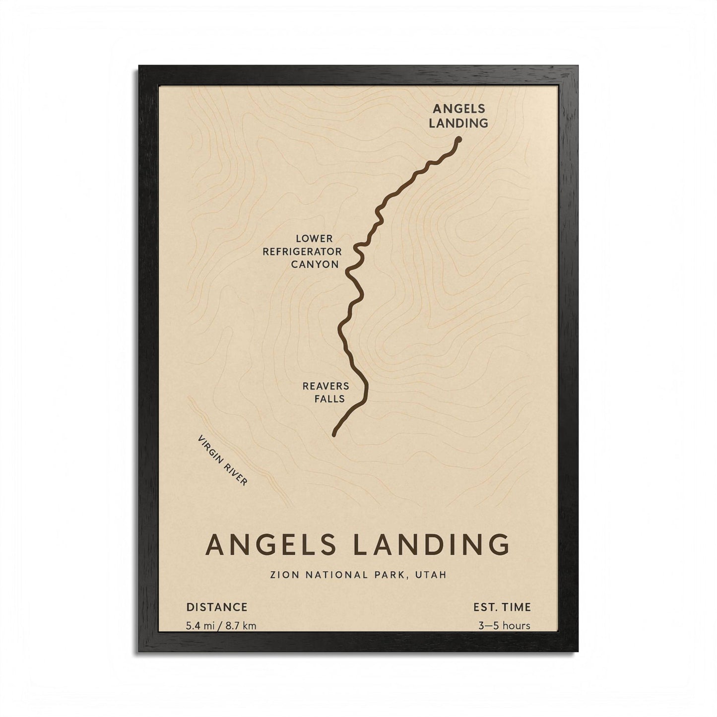 Angels Landing Trail Map Print — Zion National Park Wall Art