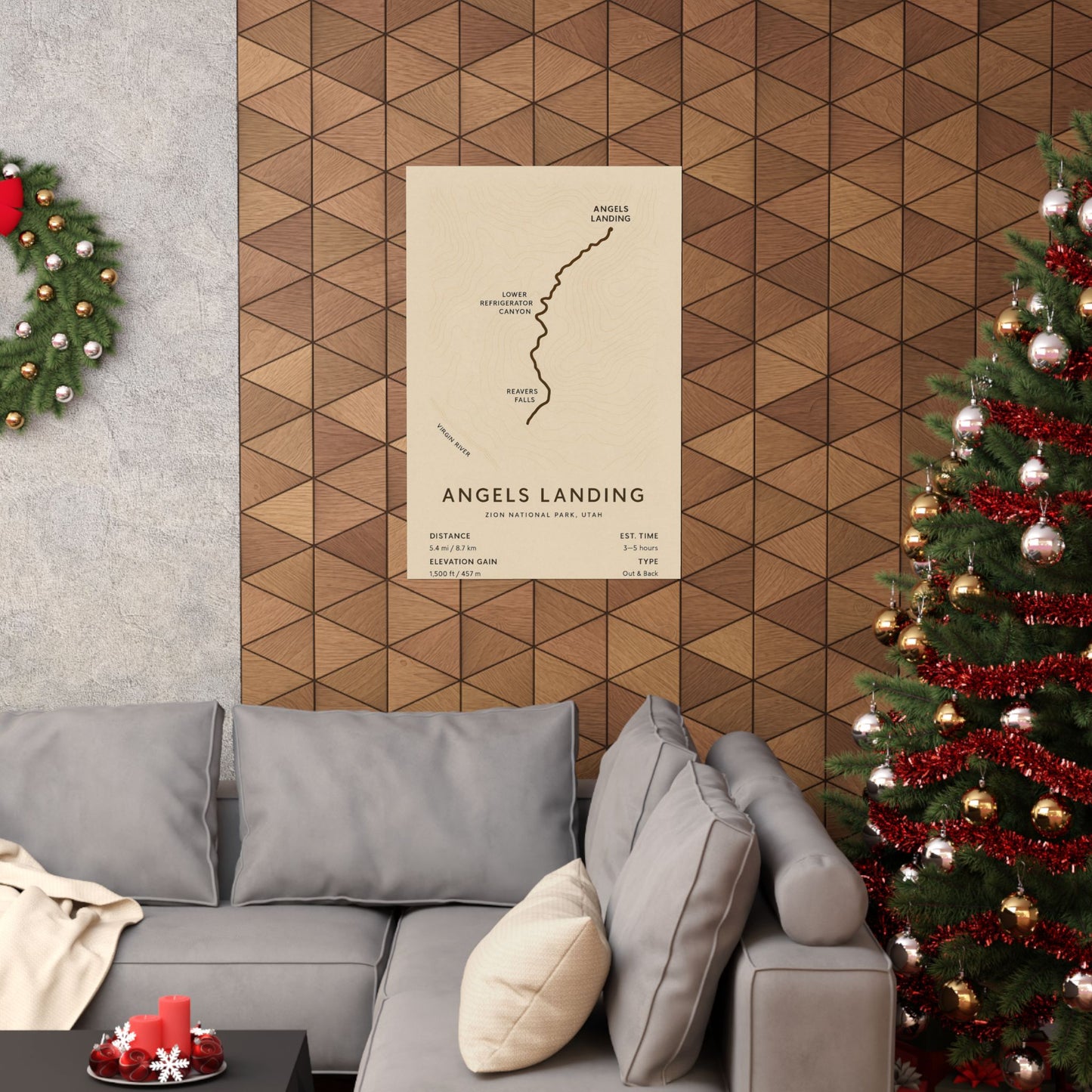Angels Landing Trail Map Poster — Unframed Zion National Park Art