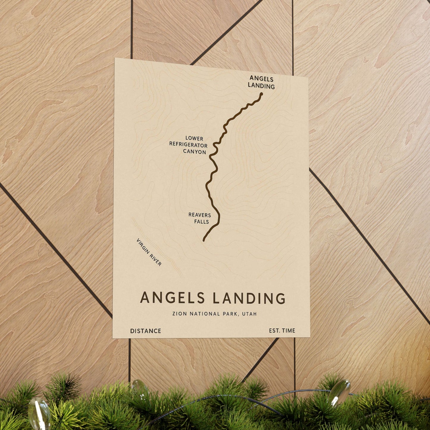 Angels Landing Trail Map Poster — Unframed Zion National Park Art