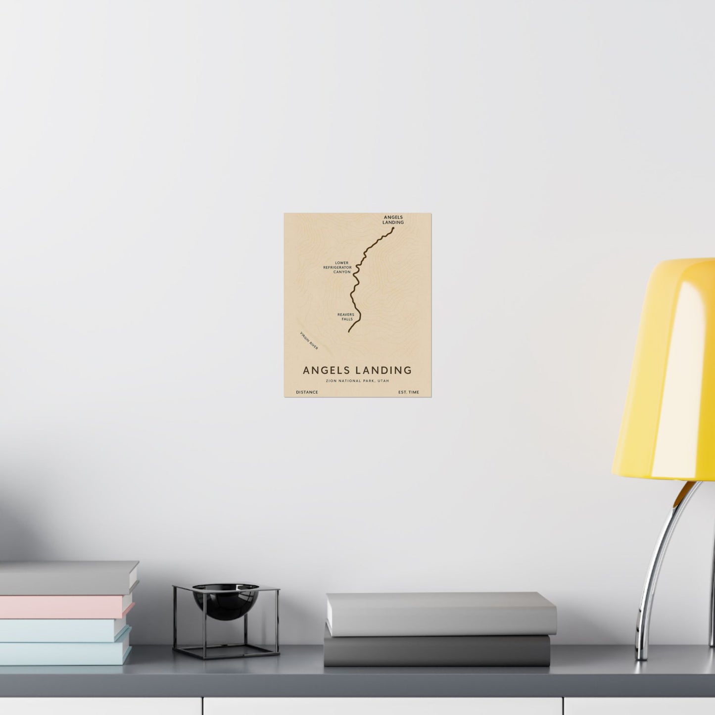 Angels Landing Trail Map Poster — Unframed Zion National Park Art