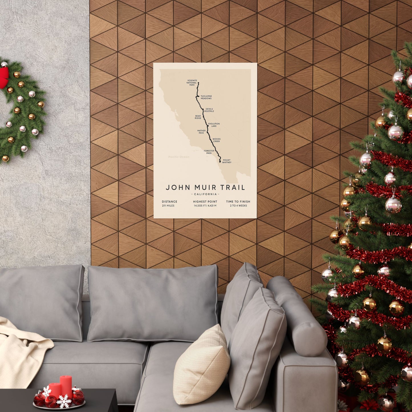 John Muir Trail Map Poster — Unframed California Hiking Art