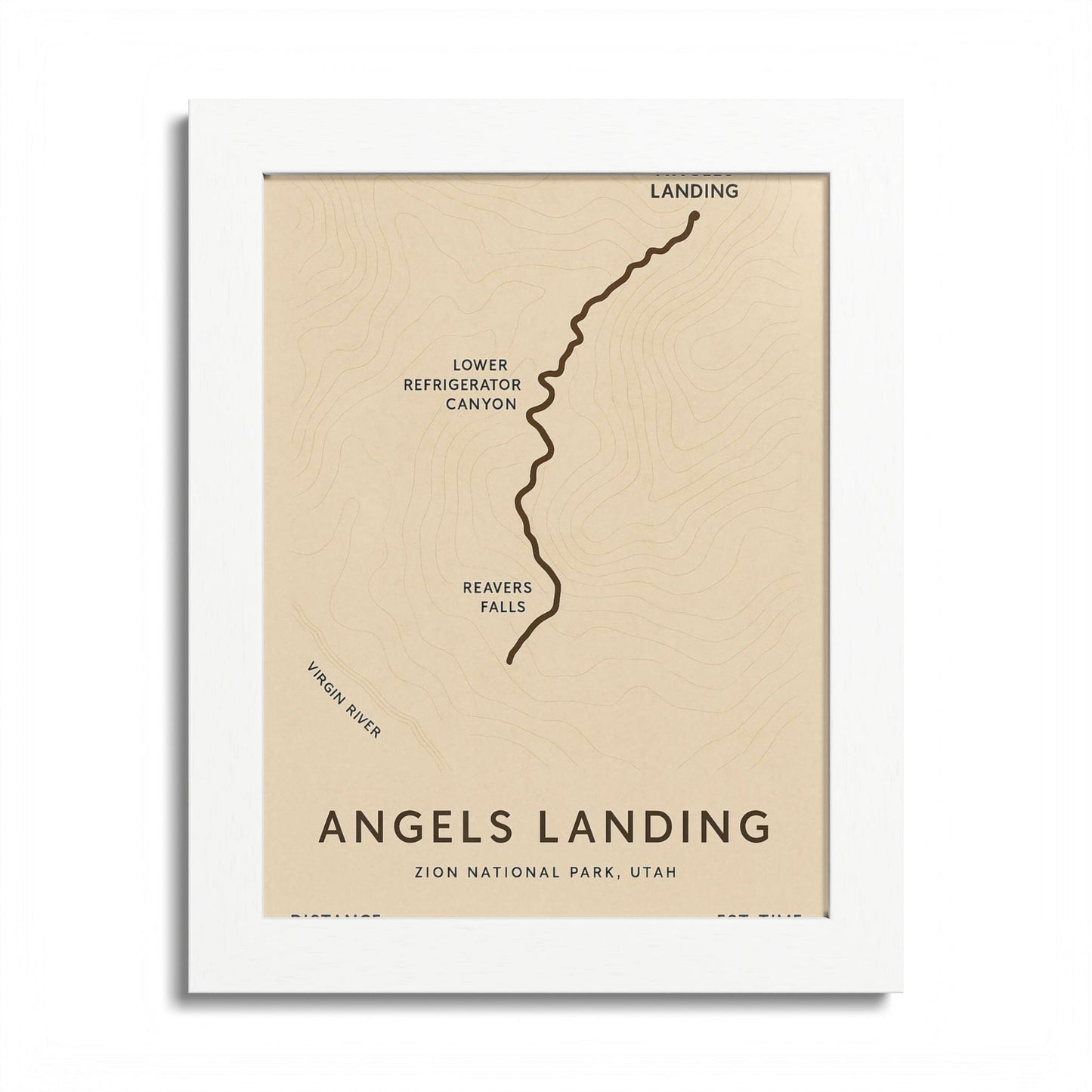 Angels Landing Trail Map Print — Zion National Park Wall Art