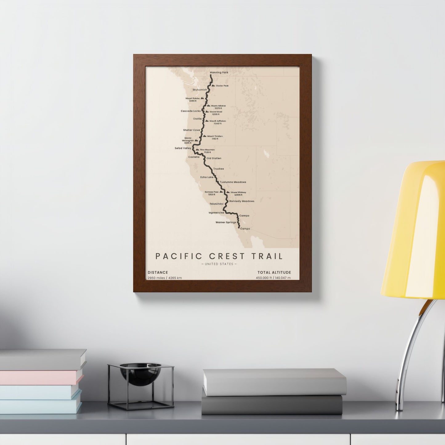 Pacific Crest Trail Map Print — PCT Hiking Route Wall Art