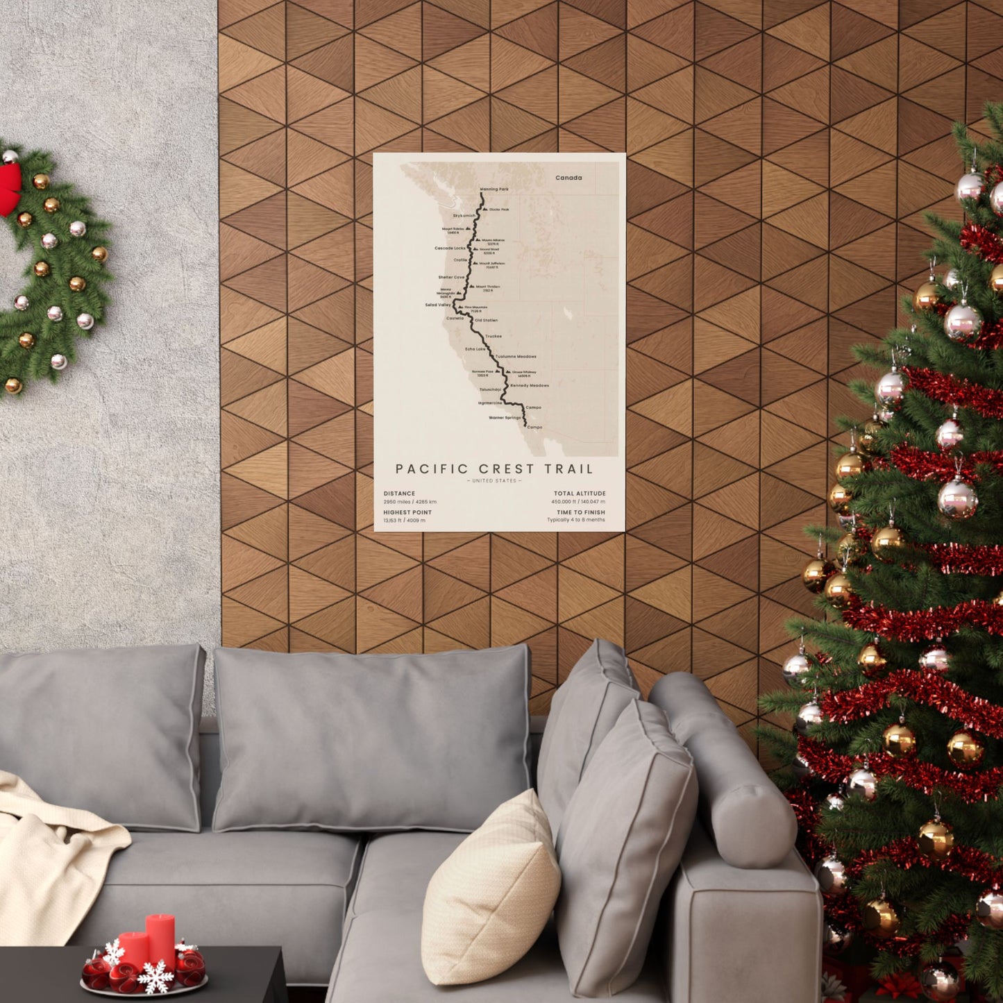 Pacific Crest Trail Map Poster — Unframed PCT Hiking Art