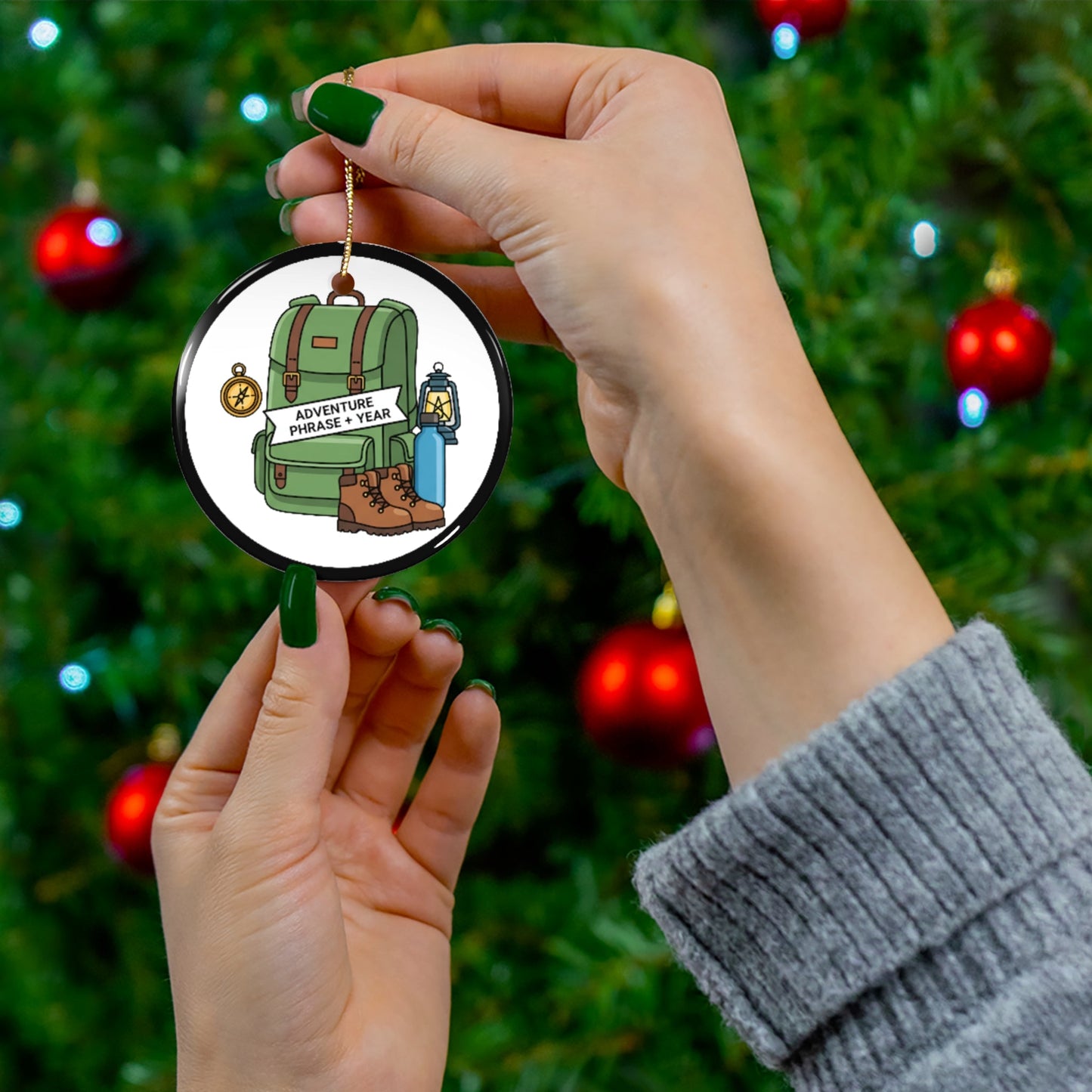 Backpack & Gear Wreath Ornament Christmas Ornament – Unique Holiday Decor