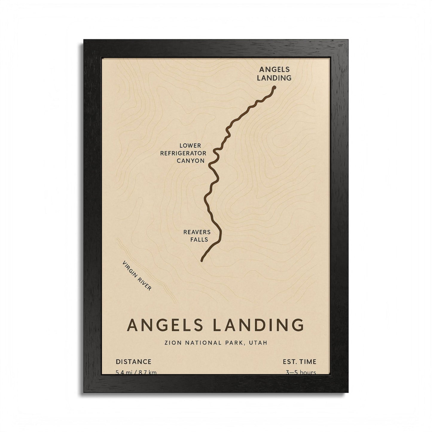 Angels Landing Trail Map Print — Zion National Park Wall Art