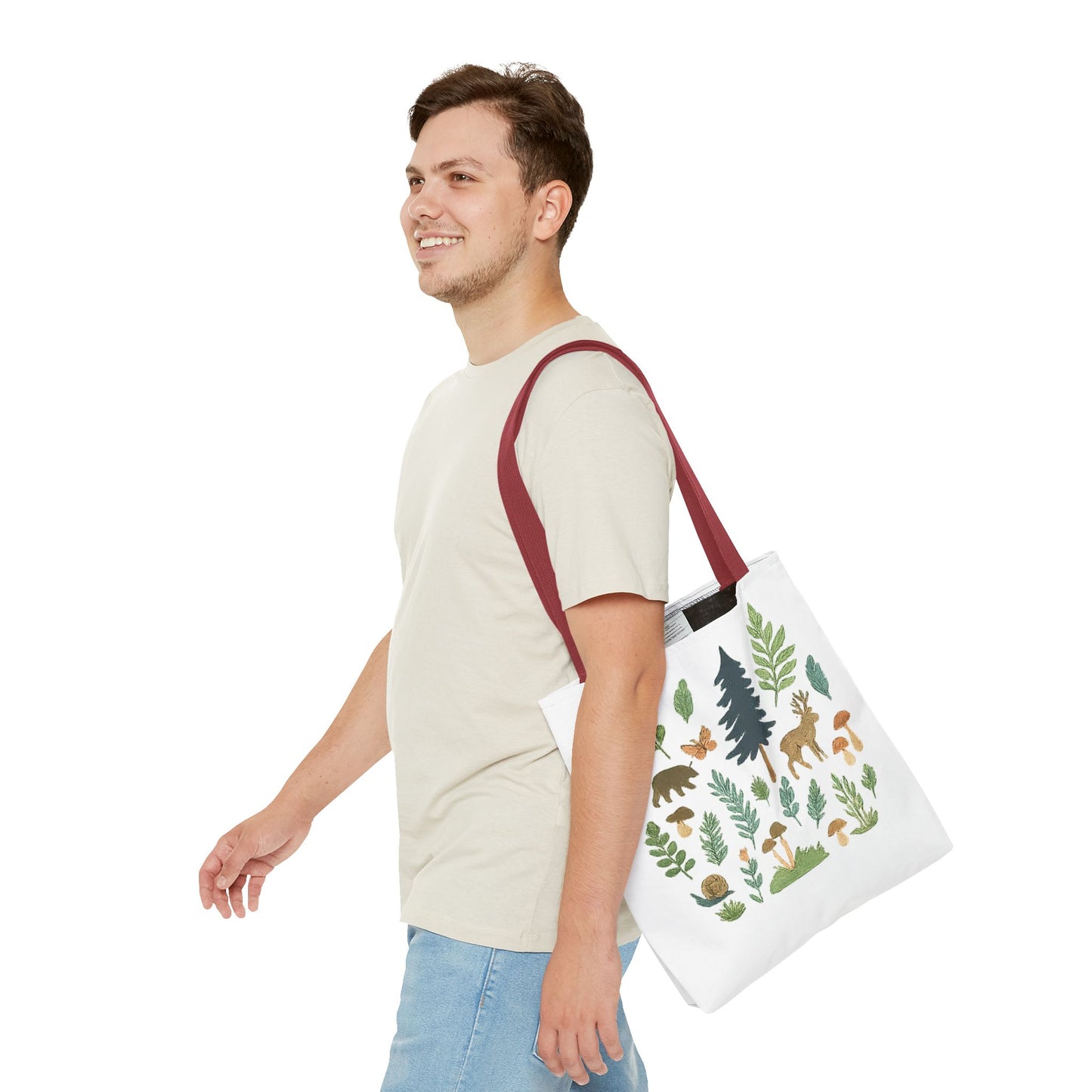 Forest Forager Icons Tote Bag — Bear, Moose & Mushrooms