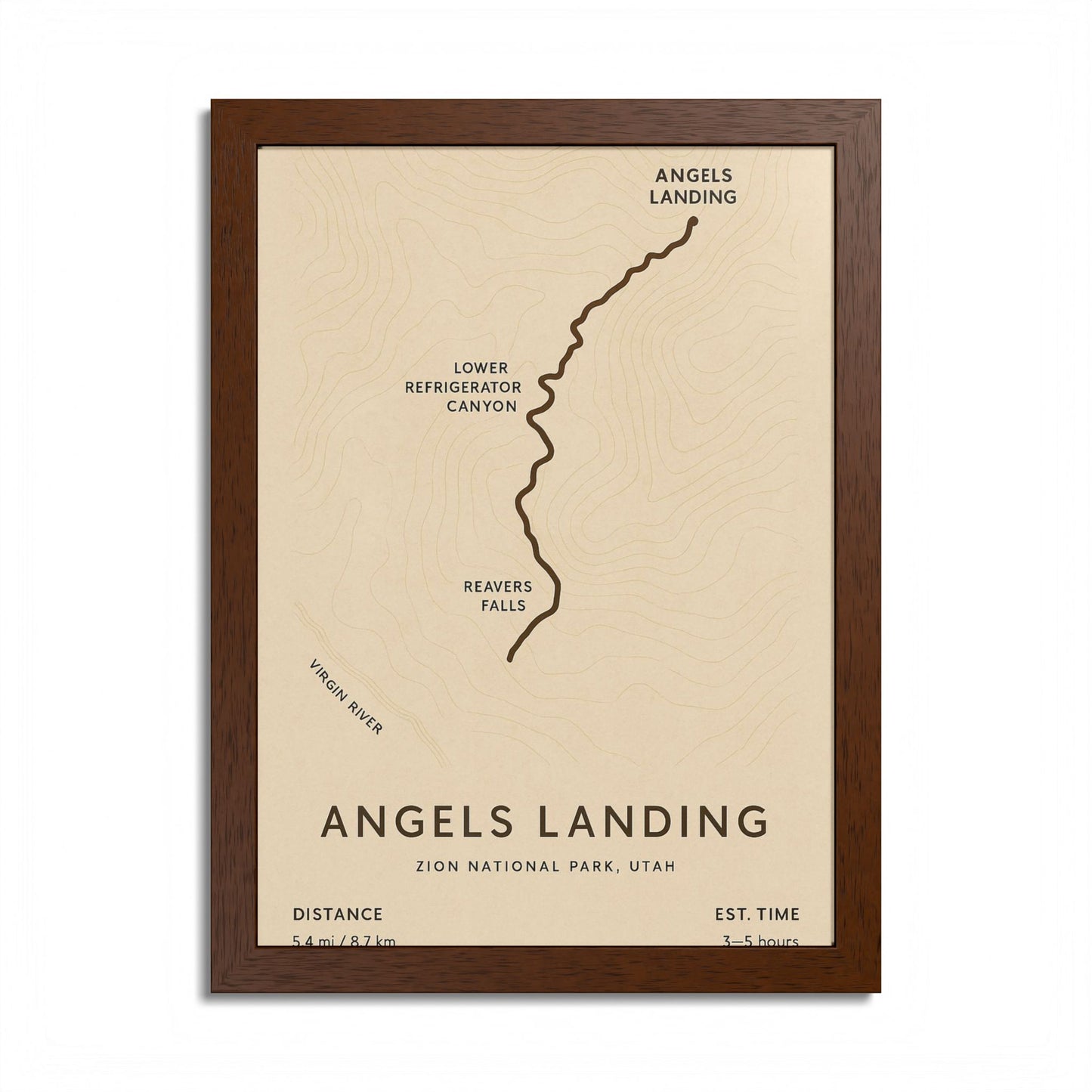 Angels Landing Trail Map Print — Zion National Park Wall Art