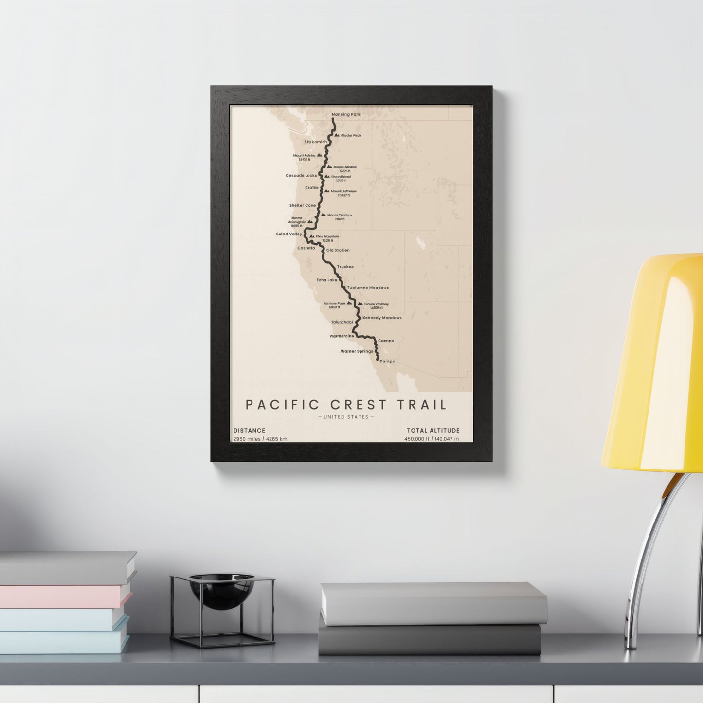 Pacific Crest Trail Map Print — PCT Hiking Route Wall Art