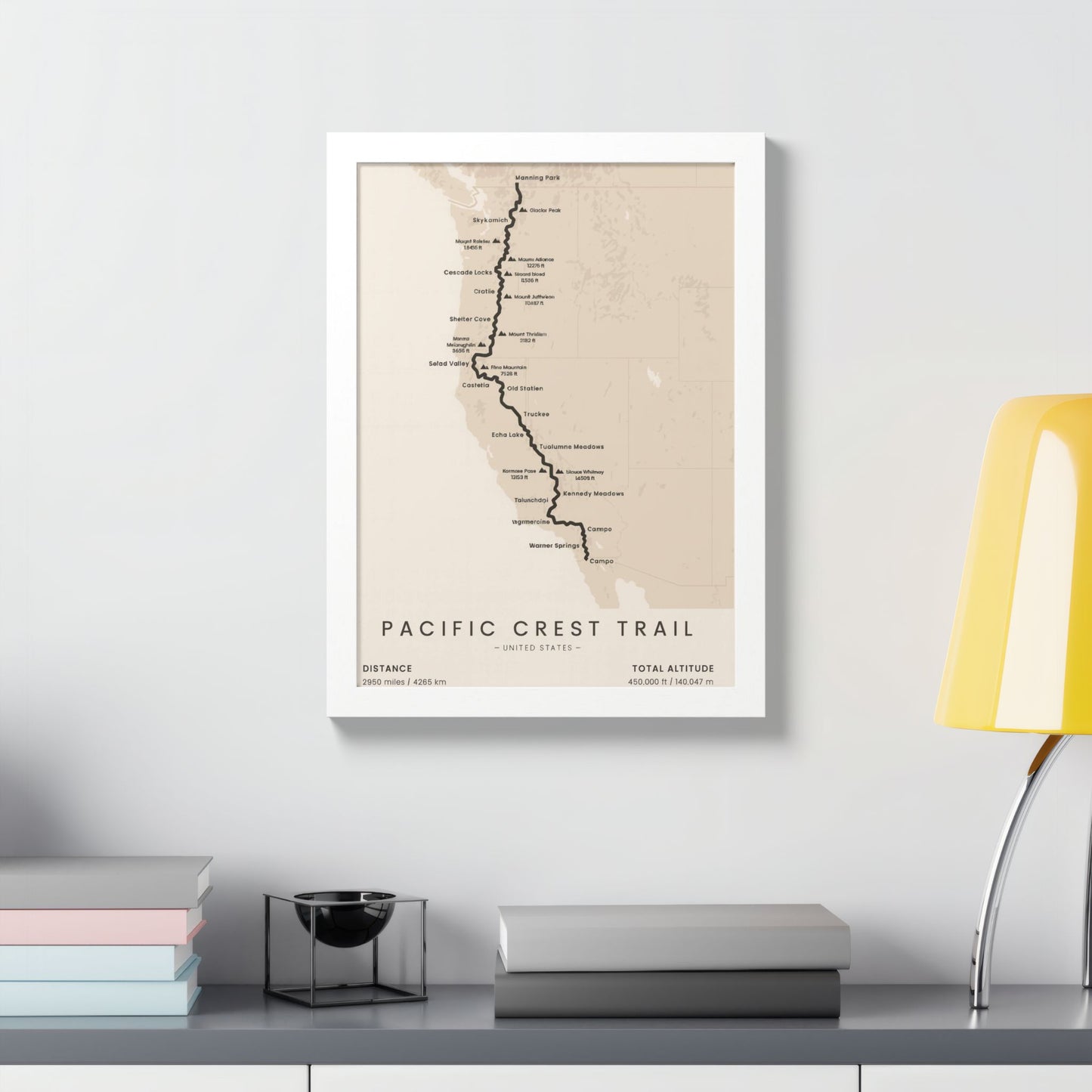 Pacific Crest Trail Map Print — PCT Hiking Route Wall Art