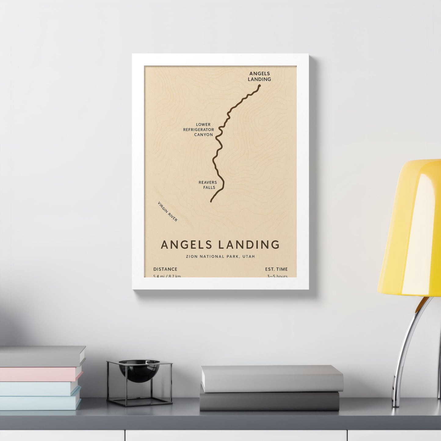 Angels Landing Trail Map Print — Zion National Park Wall Art