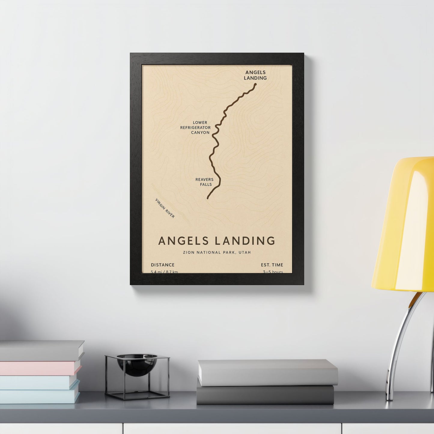Angels Landing Trail Map Print — Zion National Park Wall Art
