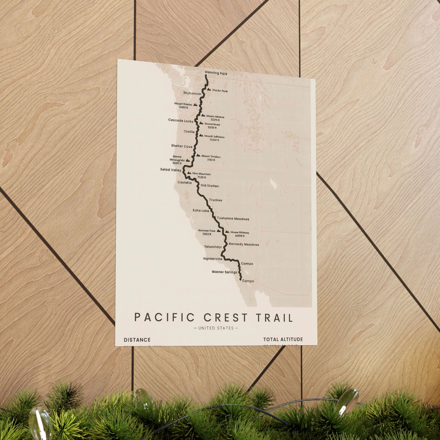 Pacific Crest Trail Map Poster — Unframed PCT Hiking Art