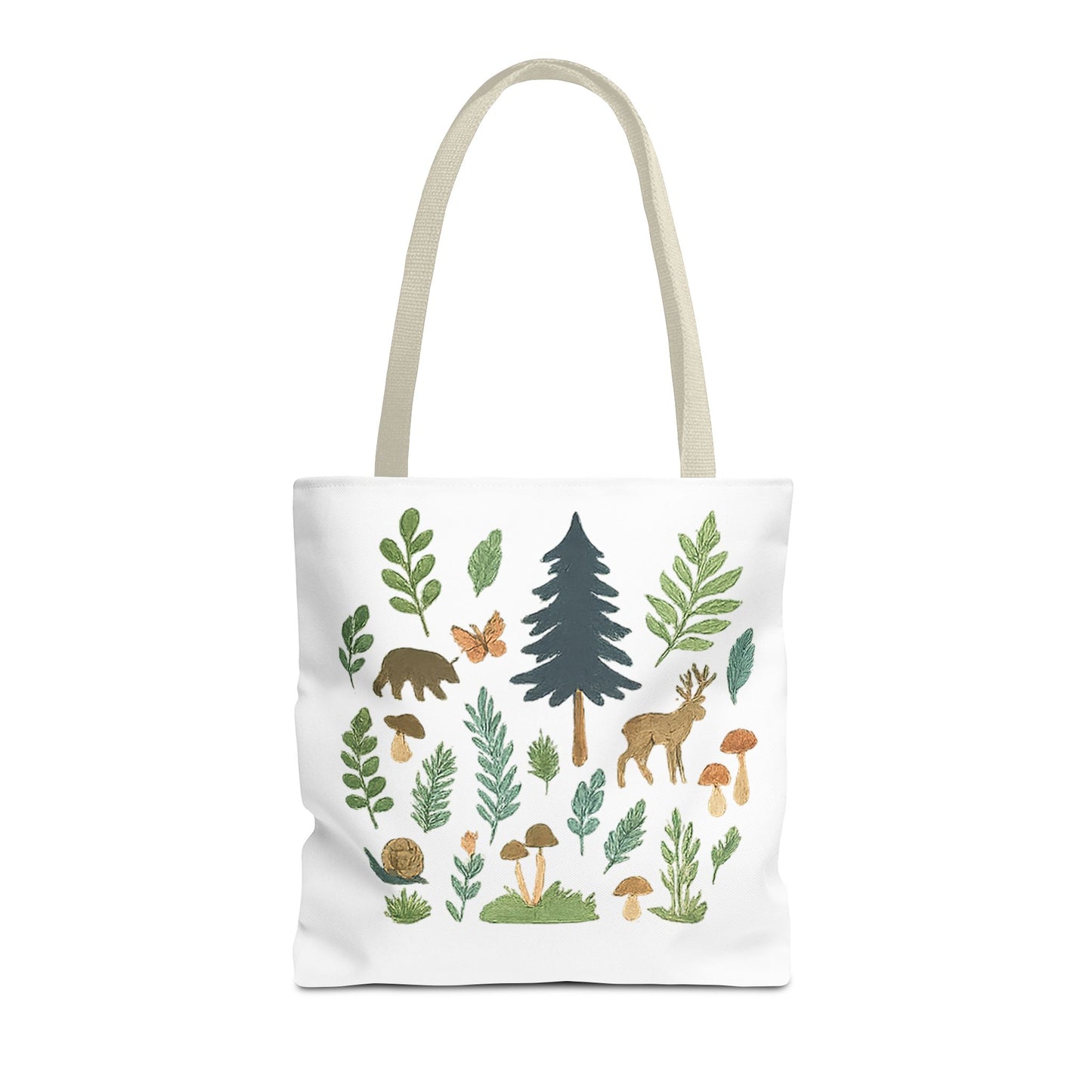 Forest Forager Icons Tote Bag — Bear, Moose & Mushrooms