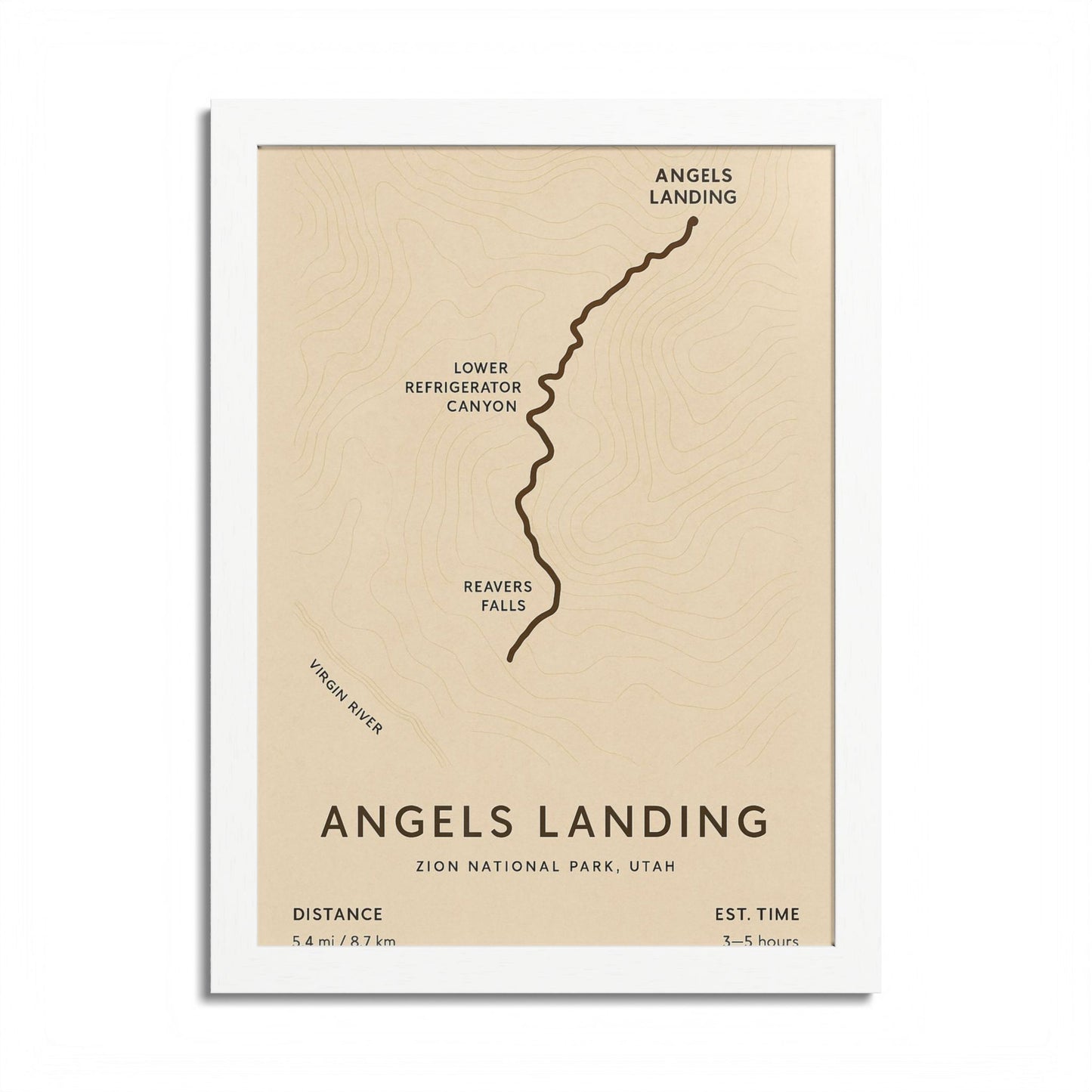 Angels Landing Trail Map Print — Zion National Park Wall Art