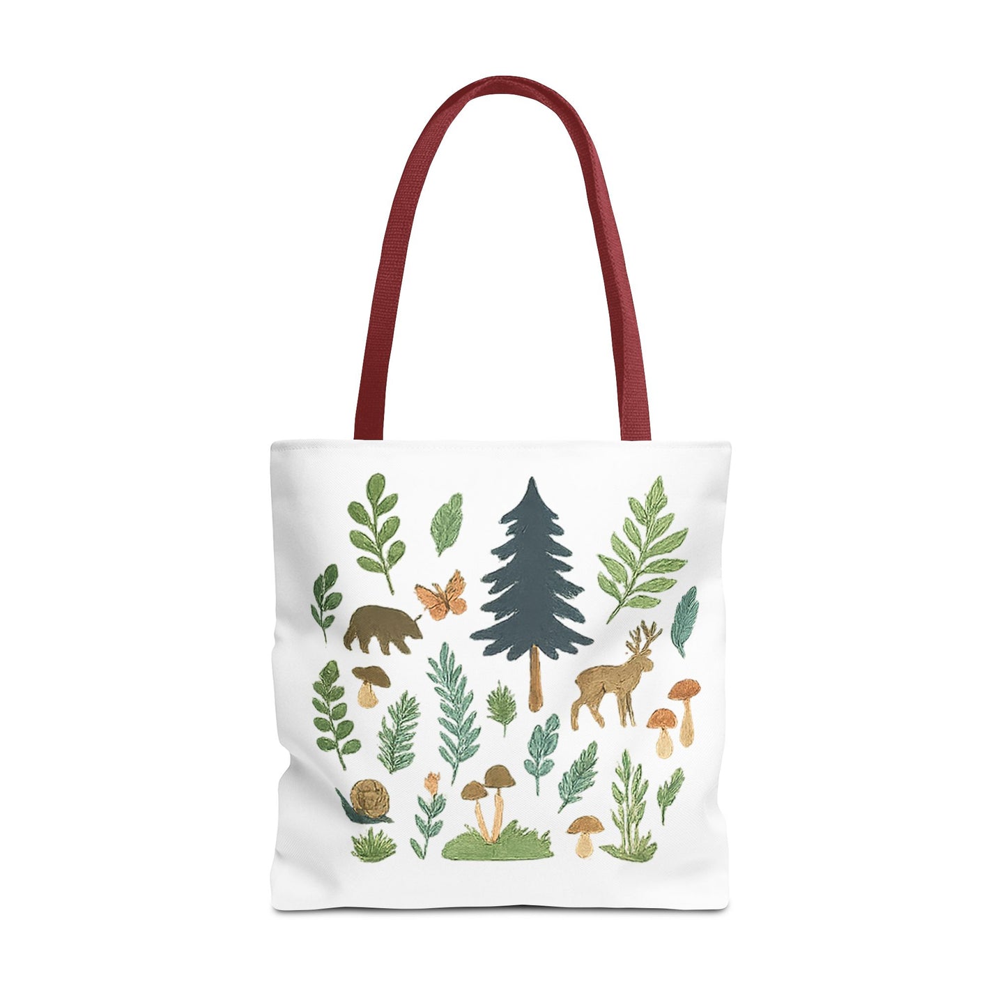 Forest Forager Icons Tote Bag — Bear, Moose & Mushrooms