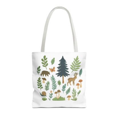 Forest Forager Icons Tote Bag — Bear, Moose & Mushrooms