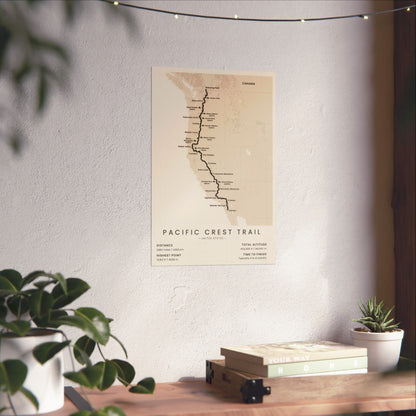 Pacific Crest Trail Map Poster — Unframed PCT Hiking Art