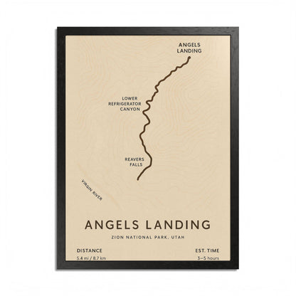 Angels Landing Trail Map Print — Zion National Park Wall Art