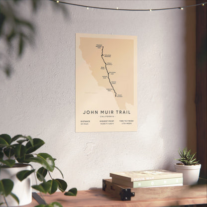 John Muir Trail Map Poster — Unframed California Hiking Art