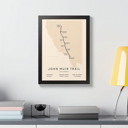 John Muir Trail Map Print — California Hiking Wall Art