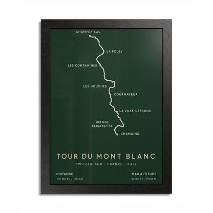 Tour du Mont Blanc Trail Map Print — Alpine Hiking Wall Art