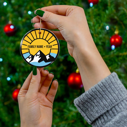 Mountain Sunrise Minimalist Ornament Christmas Ornament – Unique Holiday Decor