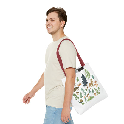 Forest Forager Icons Tote Bag — Bear, Moose & Mushrooms