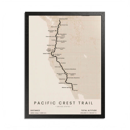 Pacific Crest Trail Map Print — PCT Hiking Route Wall Art
