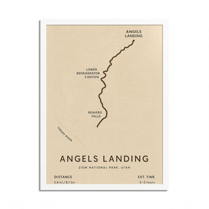 Angels Landing Trail Map Print — Zion National Park Wall Art