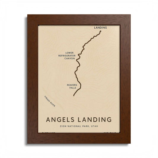 Angels Landing Trail Map Print — Zion National Park Wall Art