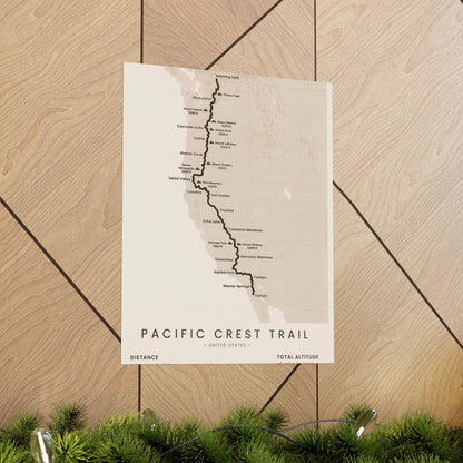 Pacific Crest Trail Map Poster — Unframed PCT Hiking Art