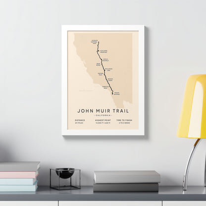 John Muir Trail Map Print — California Hiking Wall Art