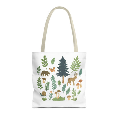 Forest Forager Icons Tote Bag — Bear, Moose & Mushrooms