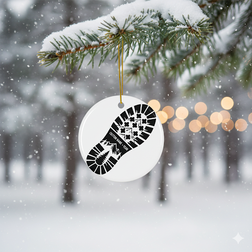 Hiking Boot Print Christmas Ornament – Unique Holiday Decor